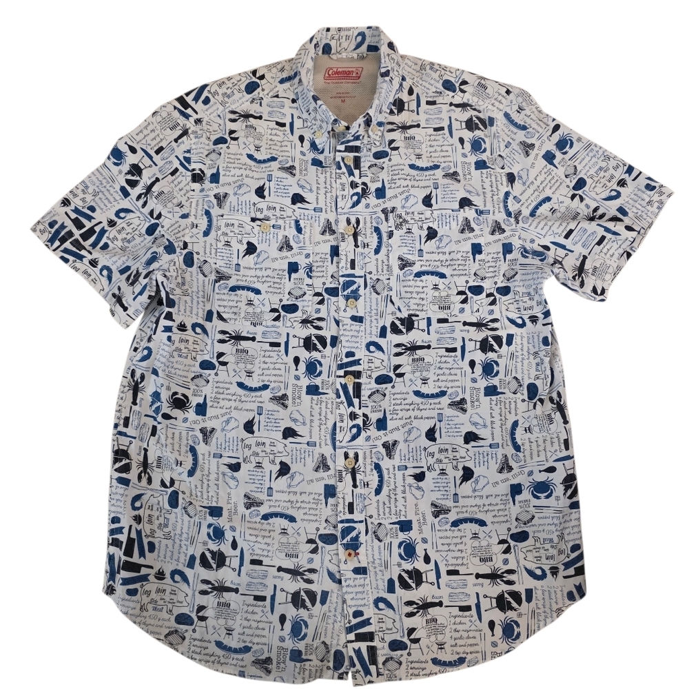 Coleman BBQ Print Button Down Shirt- Medium